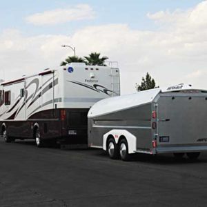 Towing the Aerovault makes my large RV rock-steady in wind and I can drive my RV 10 mph faster when I’m towing it! It’s my little draft bump buddy. Dean, MT RV towing Aerovault