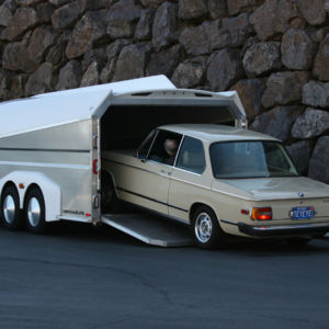 Not all cars need ramps as seen with Aerovault founder, Gayle Brock’s, 1974 BMW 2002tii. bmv 2000 in Aerovault