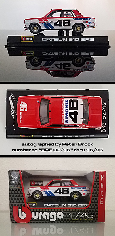 Numbered/Autographed BRE Datsun #46 510 1:43rd scale die-cast