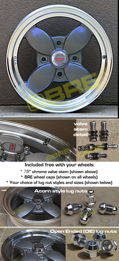 For Datsun Roadsters: BRE Datsun Libre- style wheel in BRE Gray includes BRE wheel cap