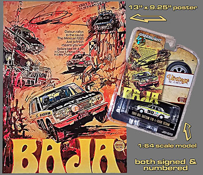 Limited Edition Numbered & Autographed BRE Baja 510 model and miniature poster set